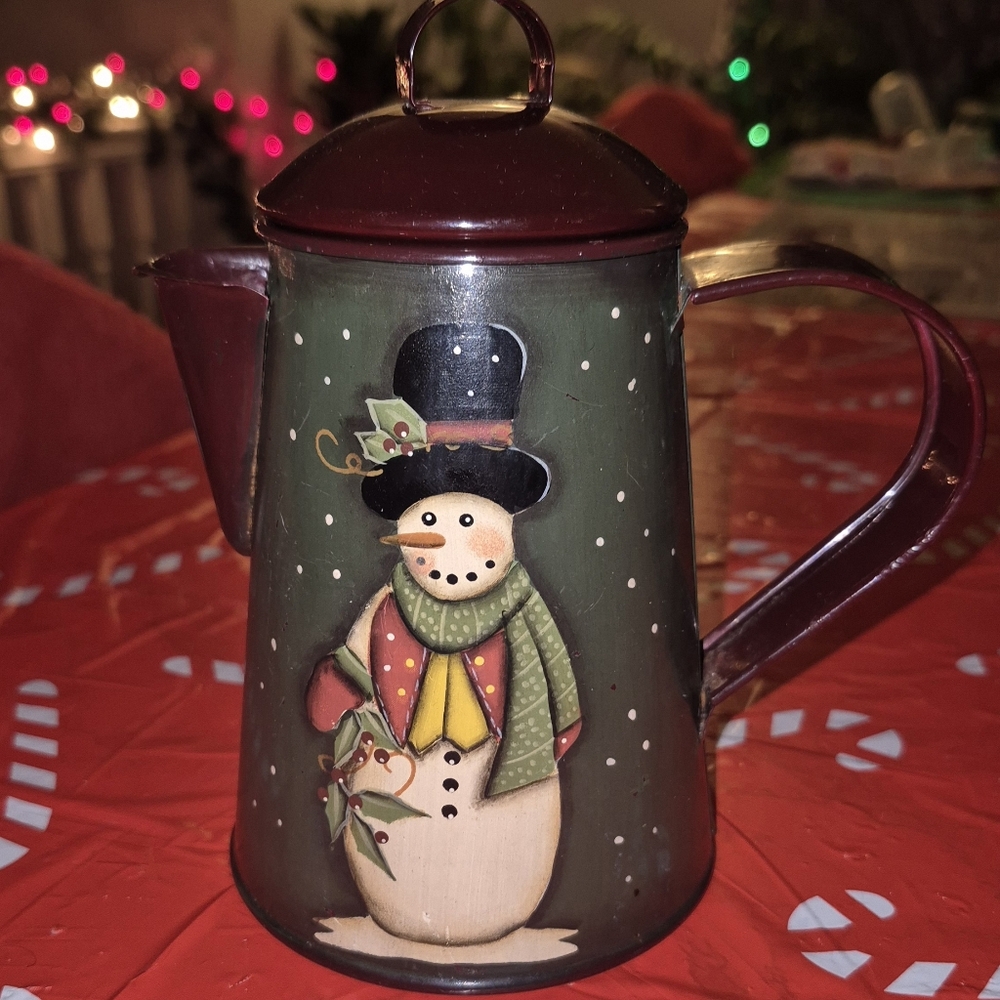 Crazy Mountain Festive Snowman Holiday Teapot/Votive Candle Holder